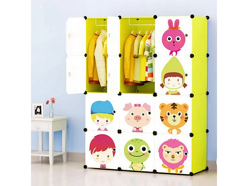 ARMOIRE MODULAIRE ÉTAGÈRE GARDE-ROBE POUR ENFANTS POUR JOUETS VÊTEMENTS COLORÉE XXL