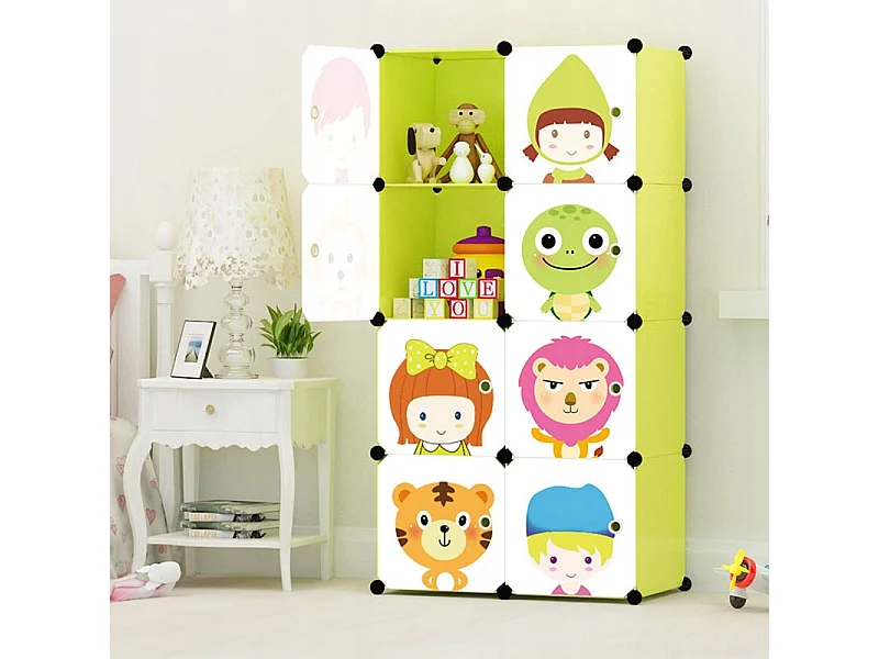 ARMOIRE MODULAIRE ÉTAGÈRE GARDE-ROBE POUR ENFANTS POUR JOUETS VÊTEMENTS COLORÉE XXL