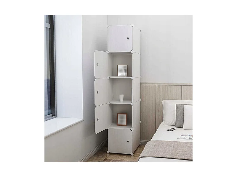 Armoire modulaire 5 étagères bibliothèque à poteaux blanc