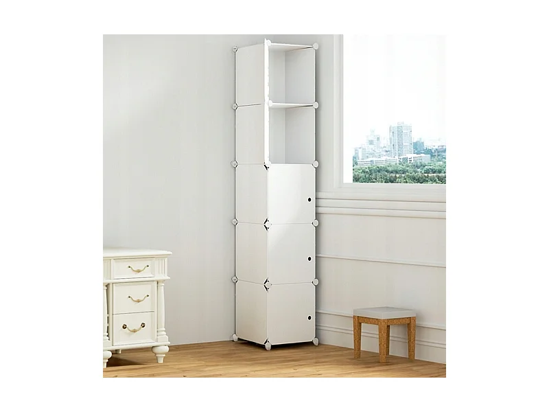 Armoire modulaire 5 étagères bibliothèque à poteaux blanc