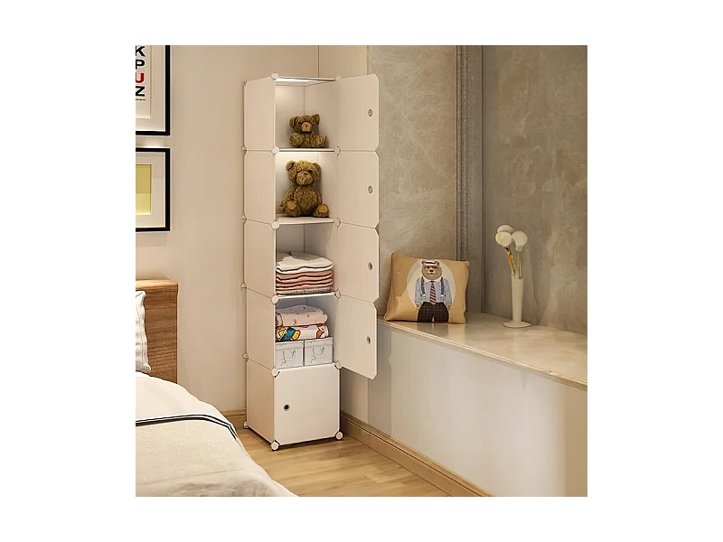 Armoire modulaire 5 étagères bibliothèque à poteaux blanc