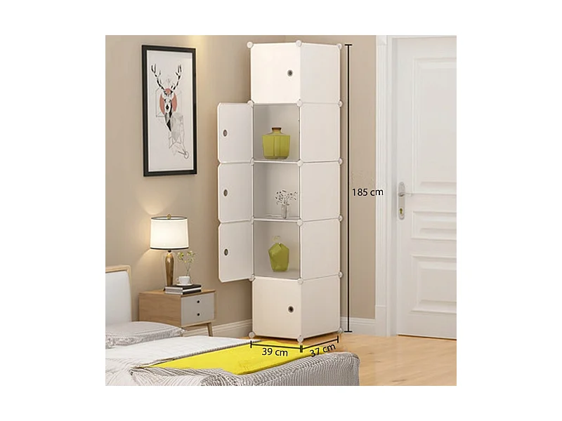 Modulaire kledingkast 5 legplanken boekenkast poolkast wit