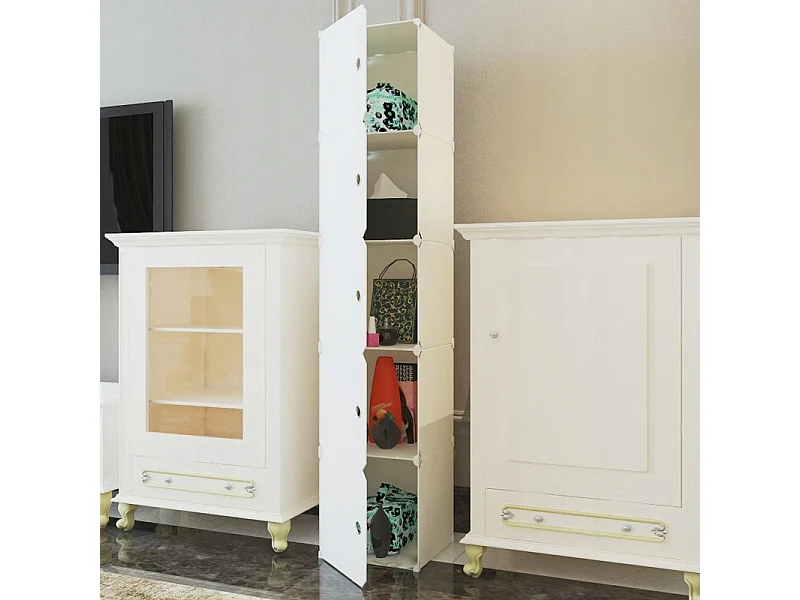 Roupeiro modular 5 prateleiras estante de livros roupeiro de varão branco