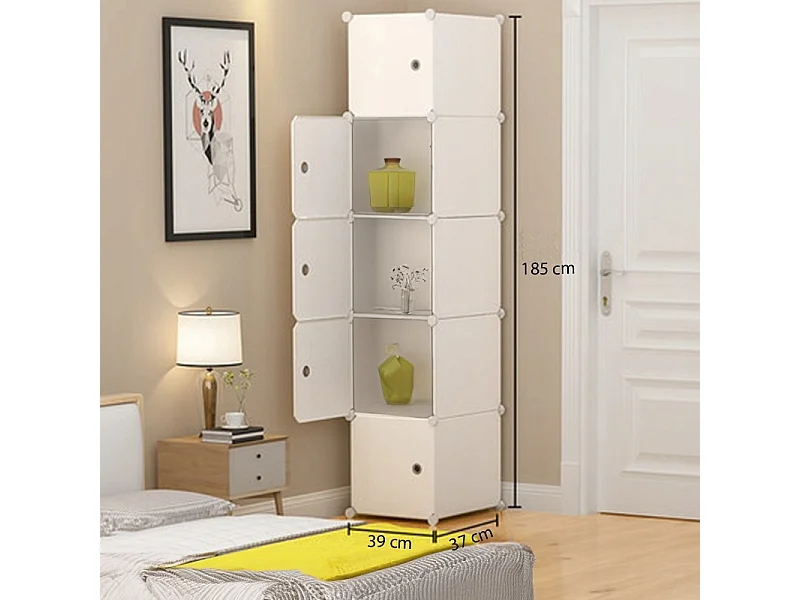 Roupeiro modular 5 prateleiras estante de livros roupeiro de varão branco