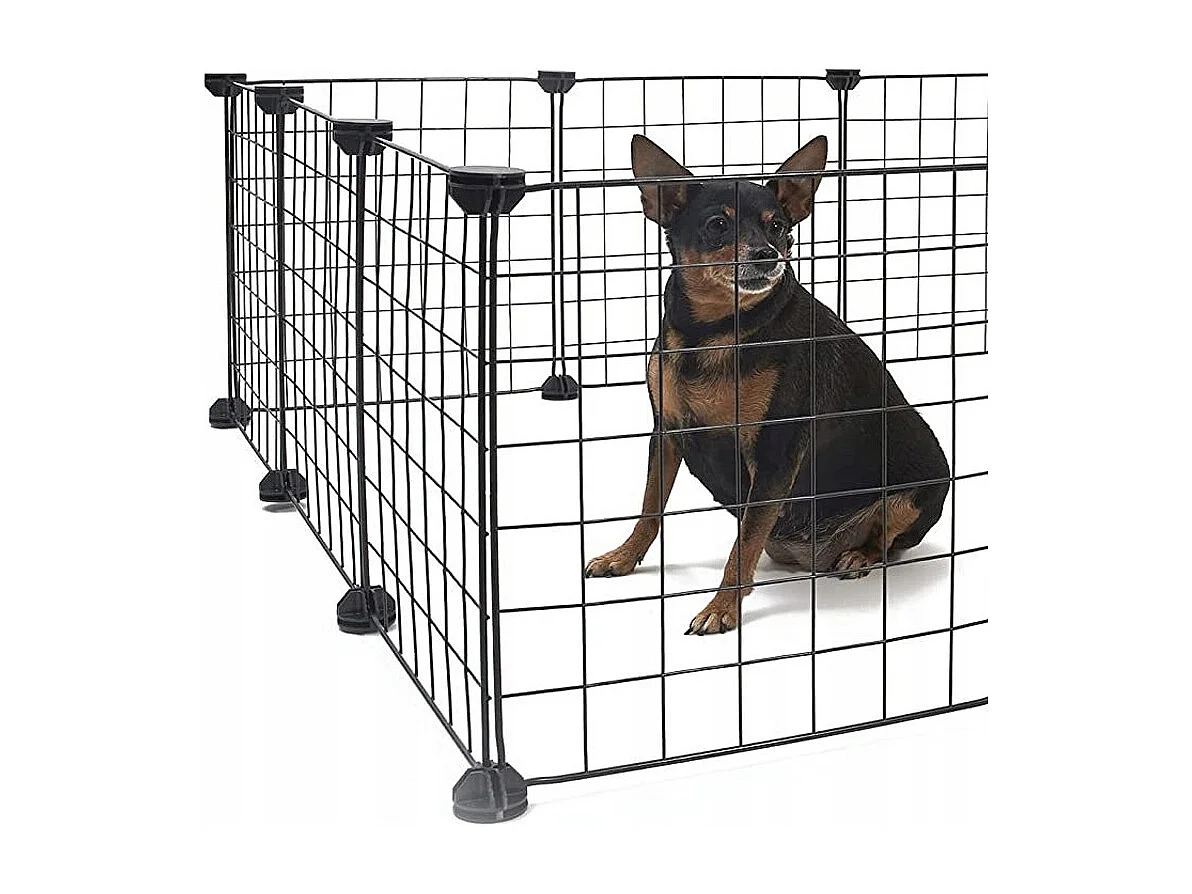 Recinto in metallo nero per cane gatto cucciolo coniglio 108 cm