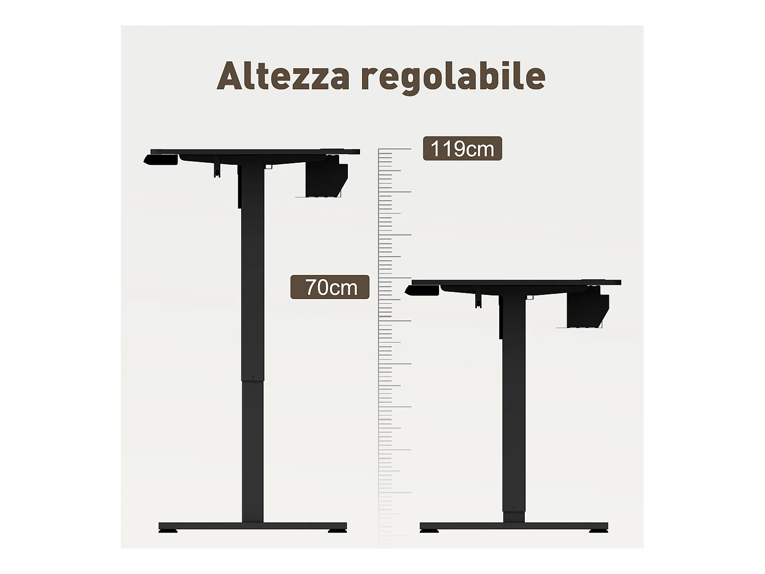 Scrivania elettrica regolabile in piedi e da seduti 120x60cm–Altezza regolabile – Memoria e sistema anti-collisione – Porte USB-A e Tipo-C – Colore nero