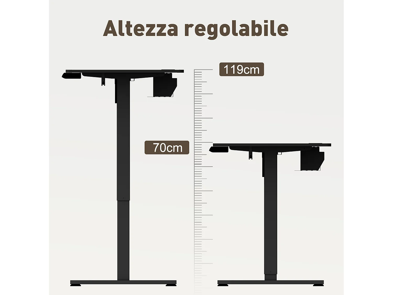 Scrivania elettrica regolabile in piedi e da seduti 120x60cm–Altezza regolabile – Memoria e sistema anti-collisione – Porte USB-A e Tipo-C – Colore nero