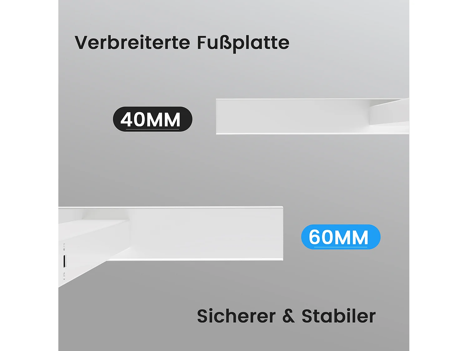 Homavo höhenverstellbarer Tischrahmen mit Memory, Rückfederung bei Widerstand, USB-/Type-C-Anschlüssen, Höhe 69–117 cm.
