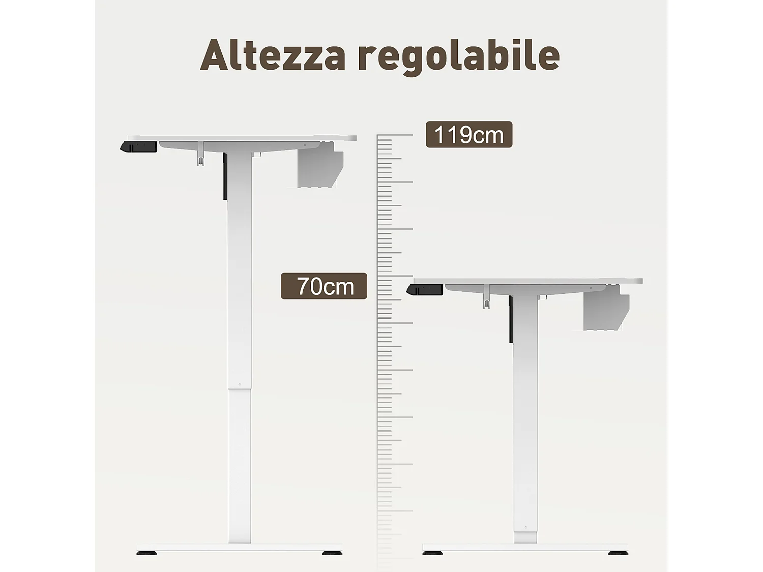 Scrivania elettrica regolabile in altezza 120x60cm–Memoria e sistema anti-collisione – Porte USB-A e Tipo-C – Colore bianco