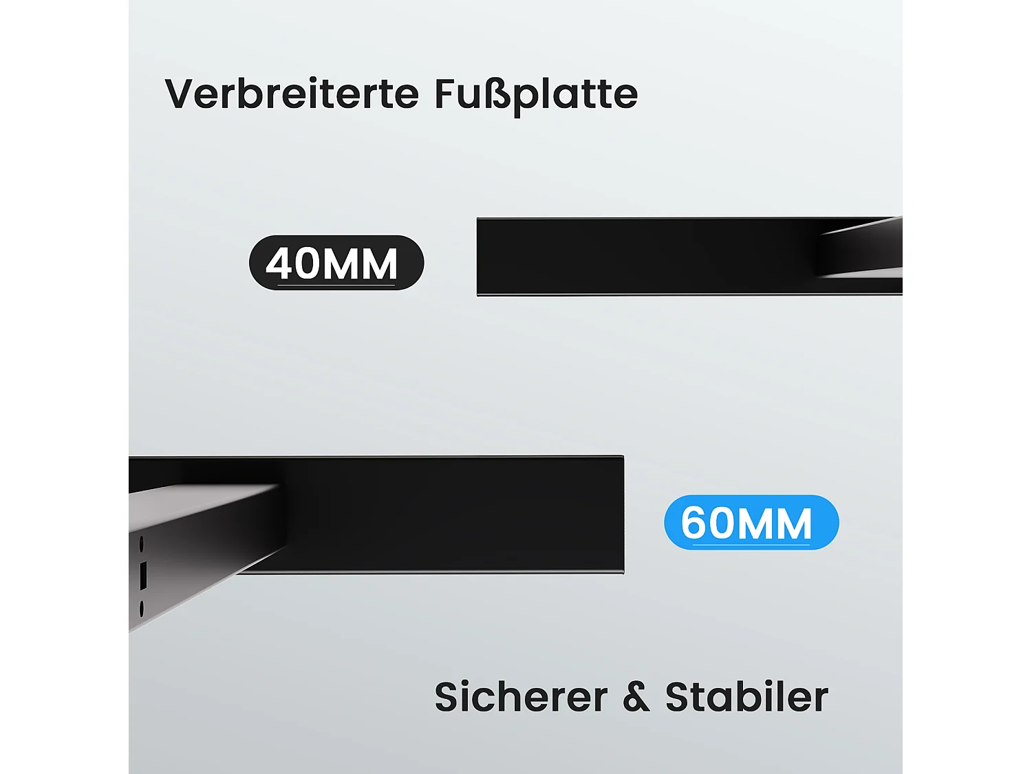 Homavo höhenverstellbarer Tischrahmen mit Memory, Rückfederung bei Widerstand, USB-/Type-C-Anschlüssen, Höhe 69–117 cm.