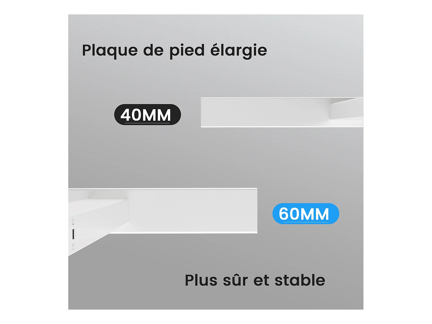 Homavo support de bureau réglable avec mémoire, rebond en cas de résistance, ports USB/Type-C, hauteur 69-117 cm.