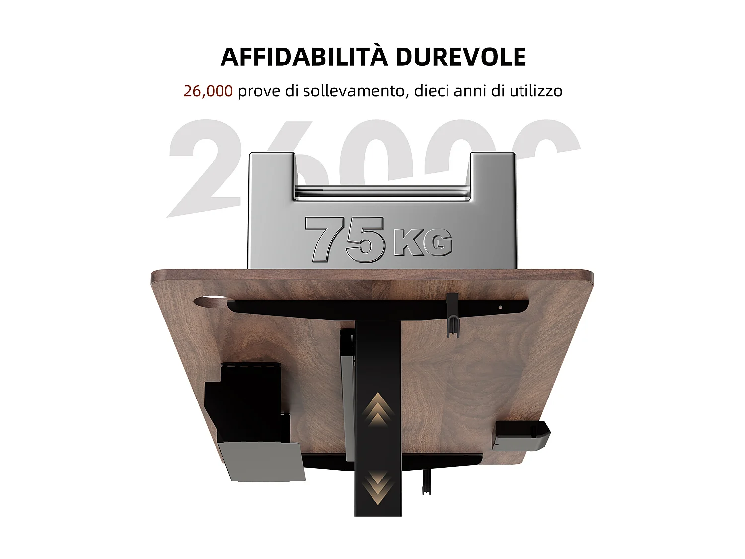 Scrivania elettrica 140x70 cm con altezza regolabile, memoria, anti-collisione e USB – Noce