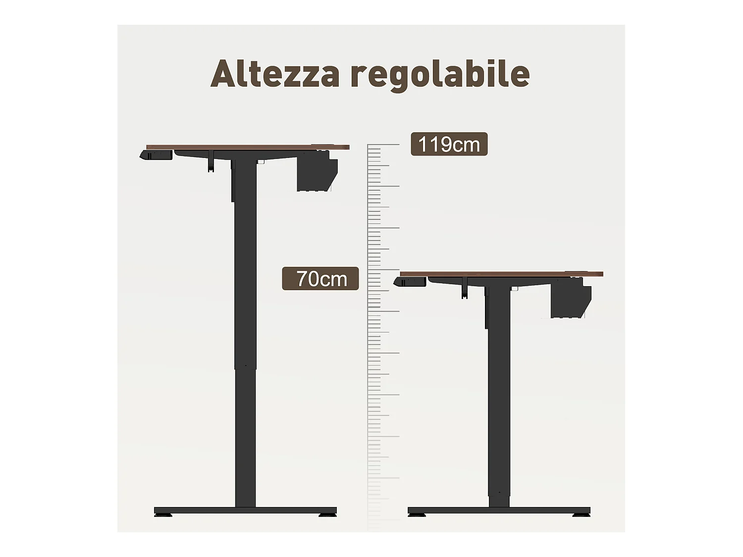 Scrivania elettrica 120x60 cm con altezza regolabile, memoria, anti-collisione e USB – Noce