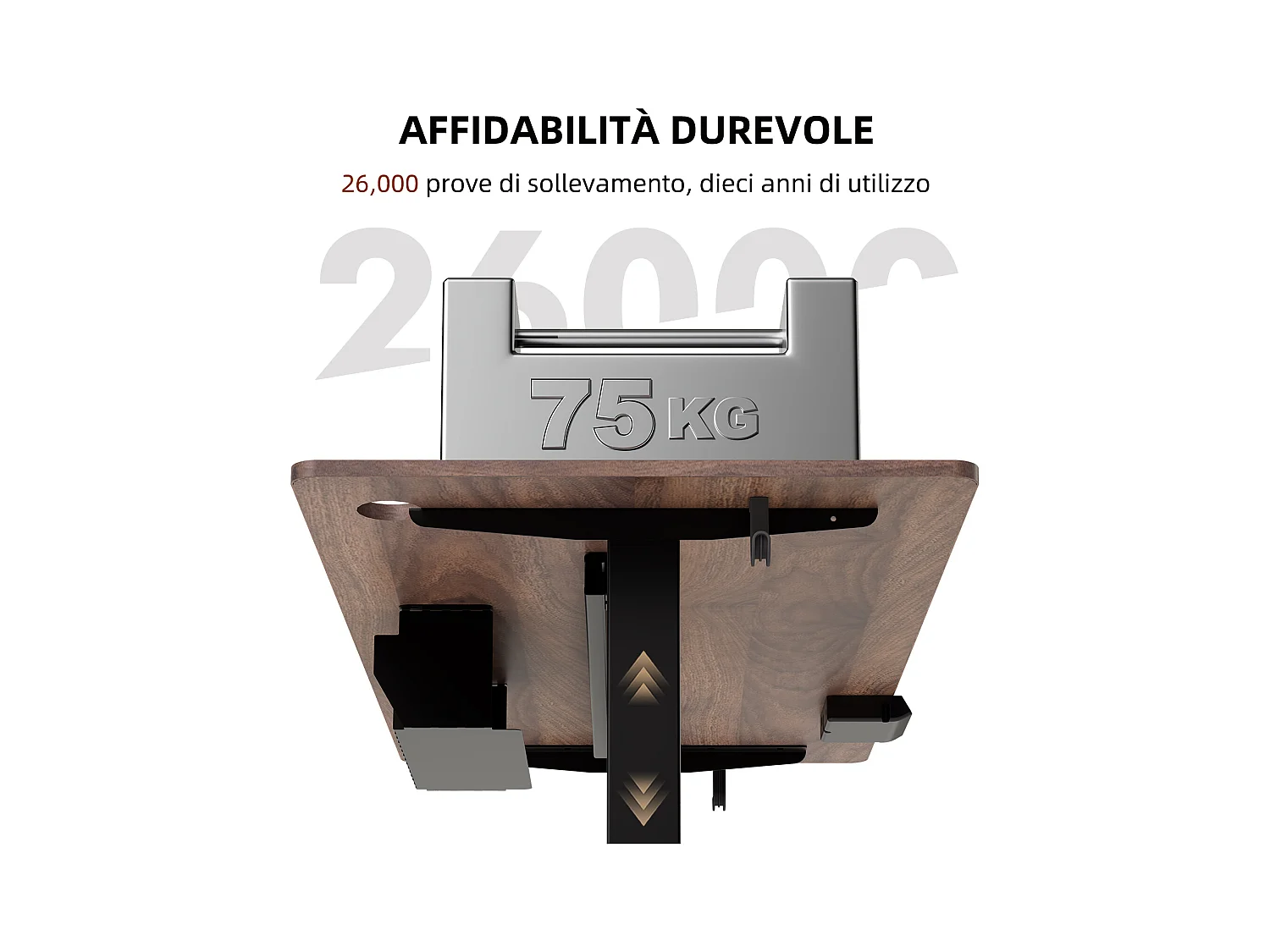 Scrivania elettrica 120x60 cm con altezza regolabile, memoria, anti-collisione e USB – Noce