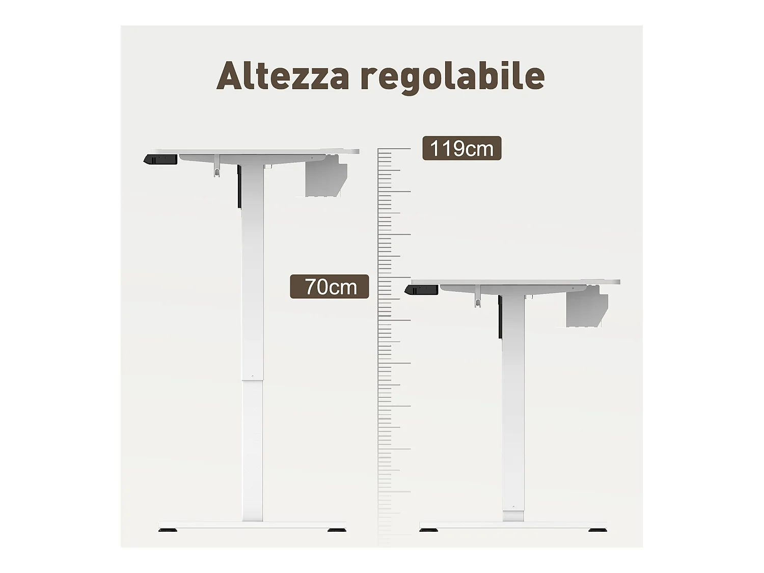 Scrivania elettrica regolabile in altezza 140x70cm- Memoria e sistema anti-collisione – Porte USB-A e Tipo-C – Colore bianco