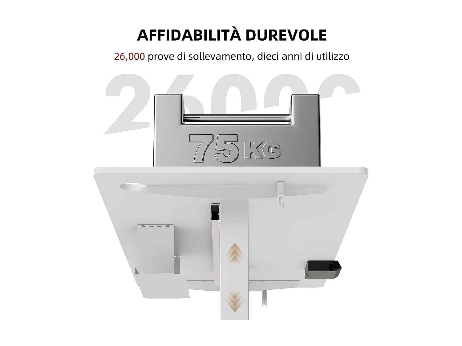 Scrivania elettrica regolabile in altezza 140x70cm- Memoria e sistema anti-collisione – Porte USB-A e Tipo-C – Colore bianco