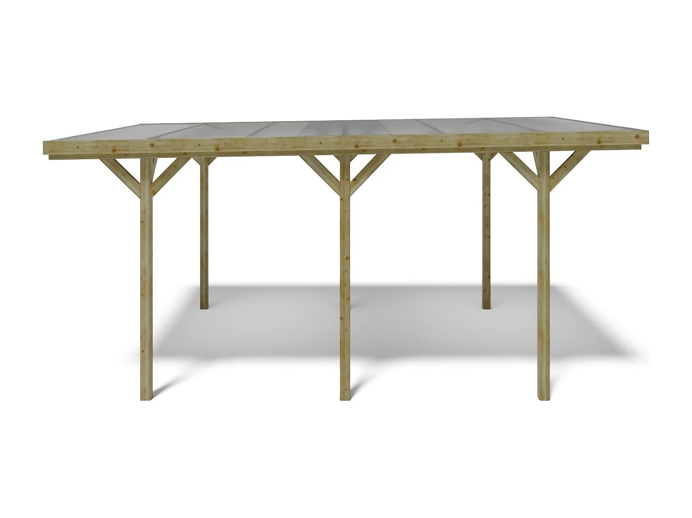 Tettoia posto auto coperto in legno 3.04x5.12 m - 15.57 m2 - copertura con lastra in acciaio  - CAR16+BLACHA1 - ALTANKA