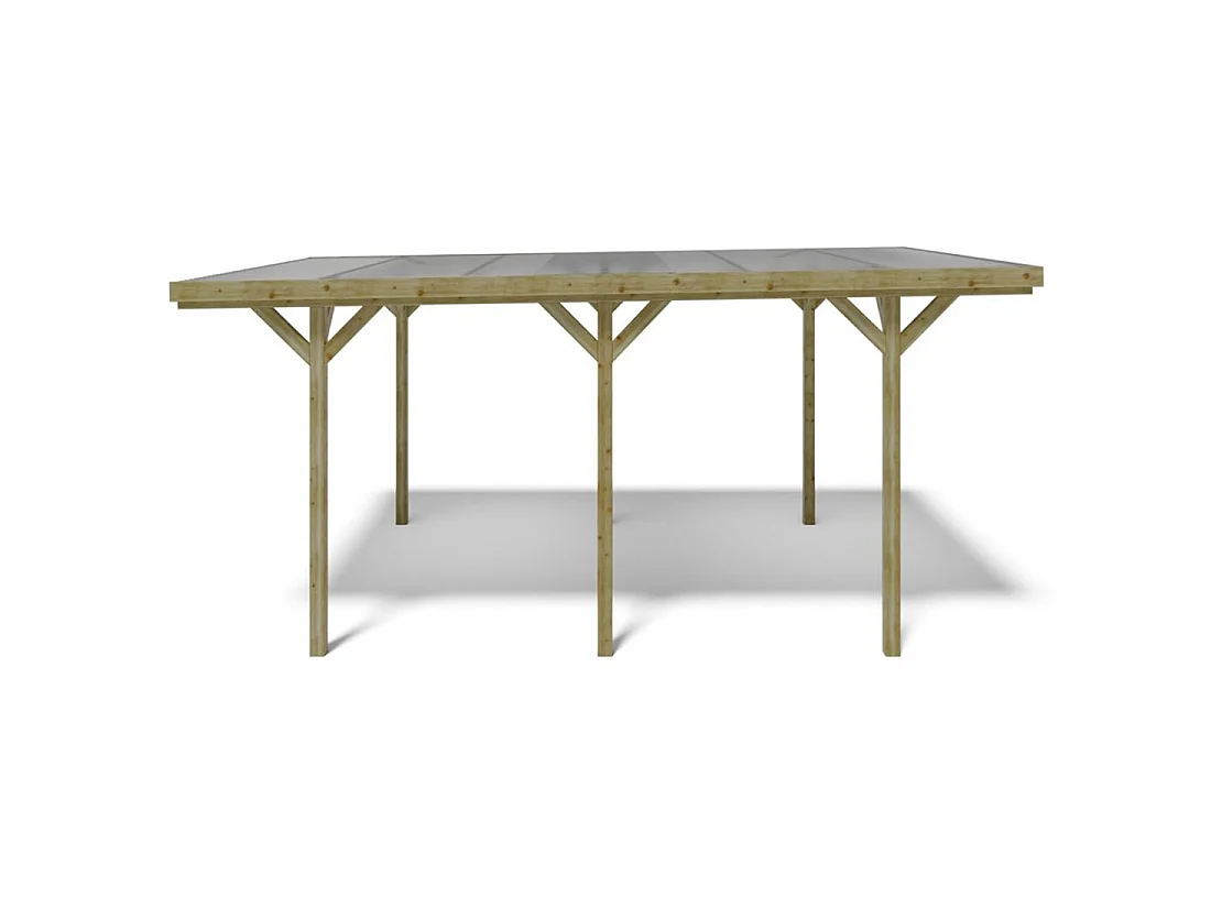 Tettoia posto auto coperto in legno 3.04x5.12 m - 15.57 m2 - copertura con lastra in acciaio  - CAR16+BLACHA1 - ALTANKA