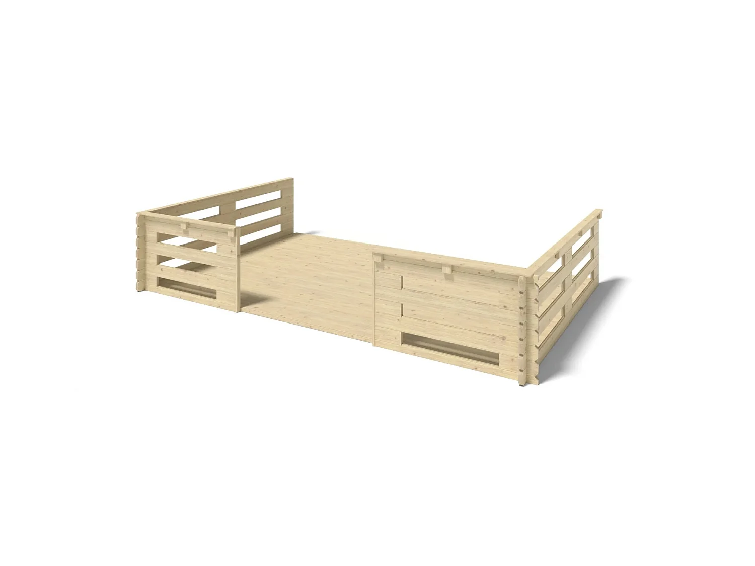 Terrasse en bois avec balustrade pour abri en bois - 15m2 - 5m x 3m - couleur: naturel - DOM616 - ALTANKA