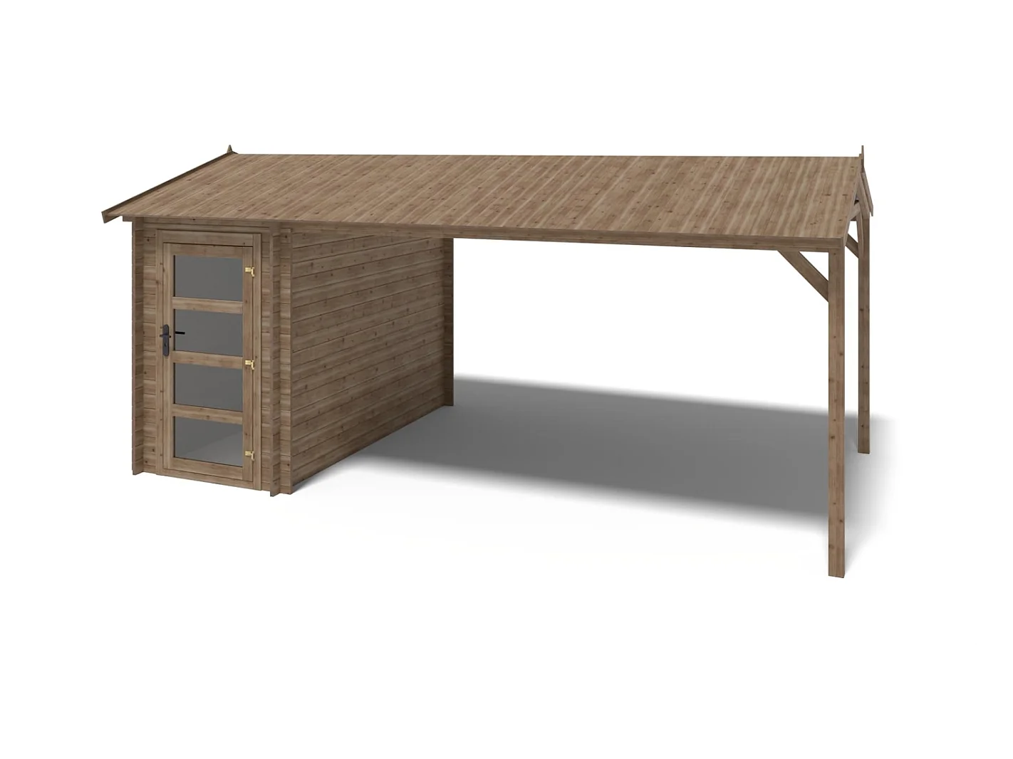 Casetta da giardino in legno – 1.50x3.00 m con estensione 1.50x2.76 m - 4.50 m² - DOM673+DOS194 - ALTANKA