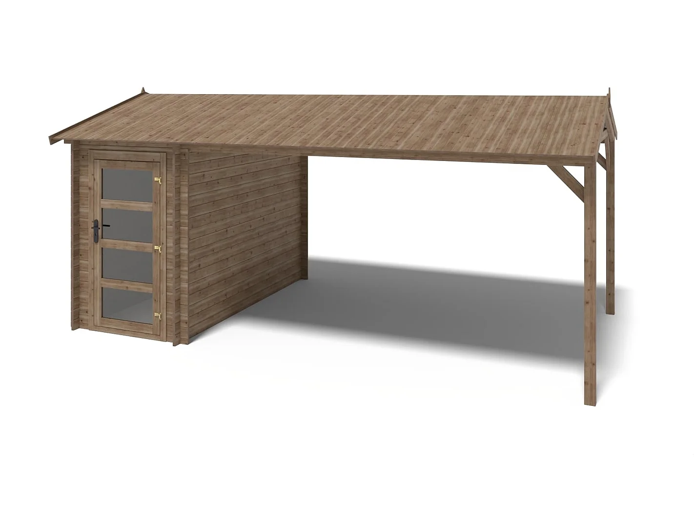 Casetta da giardino in legno – 1.5x3 m con estensione 1.5x2.76 m - 4.5 m² - DOM673+DOS194 - ALTANKA