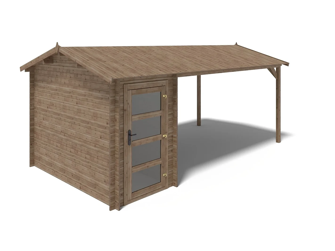 Casetta da giardino in legno – 1.5x3 m con estensione 1.5x2.76 m - 4.5 m² - DOM673+DOS194 - ALTANKA