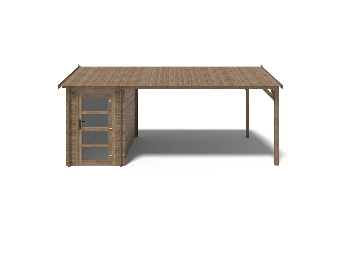 Casetta da giardino in legno – 1.5x3 m con estensione 4x2.76 m - 15.56 m² - DOM673+DOS194 - ALTANKA