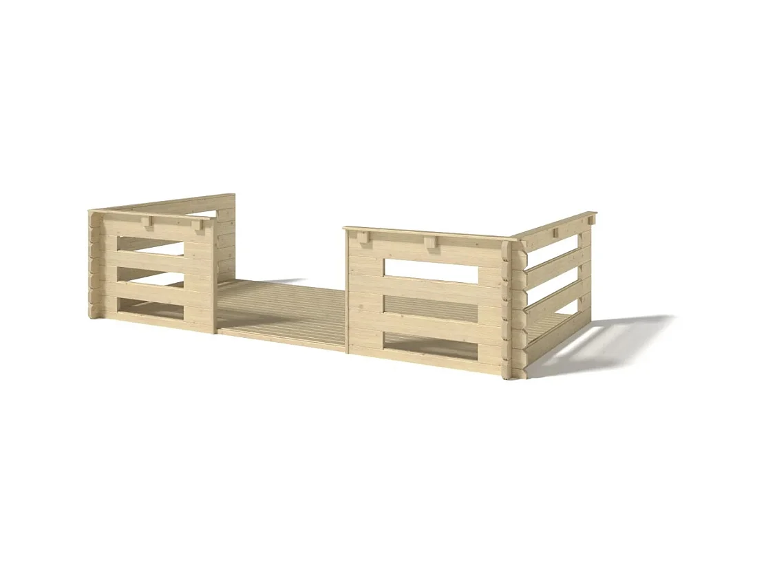Terrasse en bois avec balustrade pour abri en bois - 8m2 - 4m x 2m - couleur: naturel - DOM545 - ALTANKA