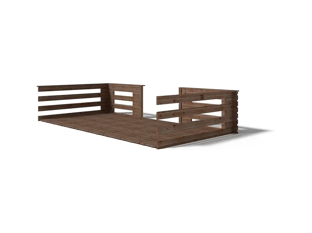 Terrasse en bois avec balustrade pour abri en bois - 8m2 - 4m x 2m - imprégnée - couleur: marron - DOM79 - ALTANKA