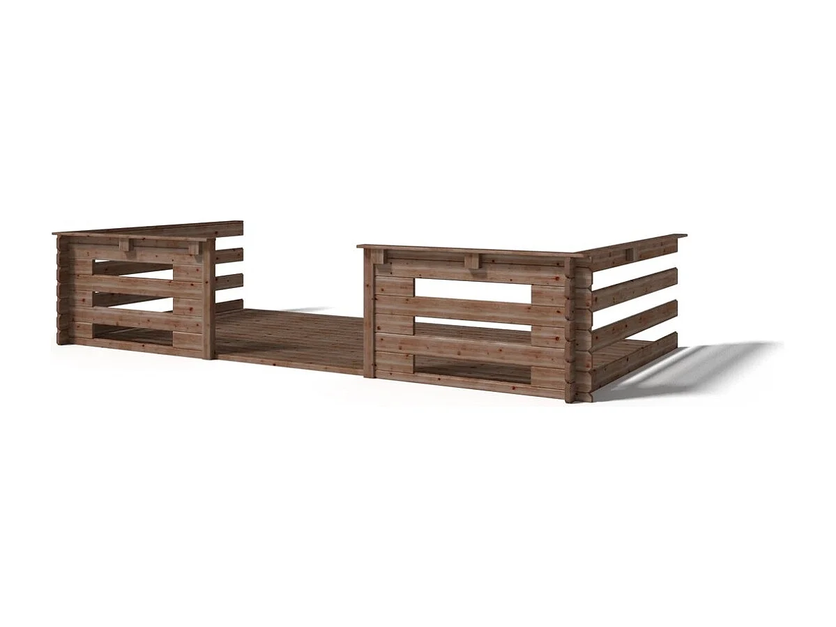 Terrasse en bois avec balustrade pour abri en bois - 8m2 - 4m x 2m - imprégnée - couleur: marron - DOM79 - ALTANKA