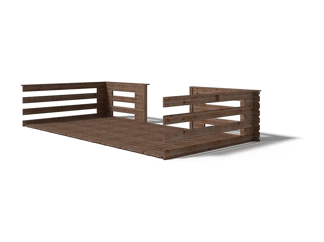 Terrasse en bois avec balustrade pour abri en bois - 8m2 - 4m x 2m - imprégnée - couleur: marron - DOM79 - ALTANKA