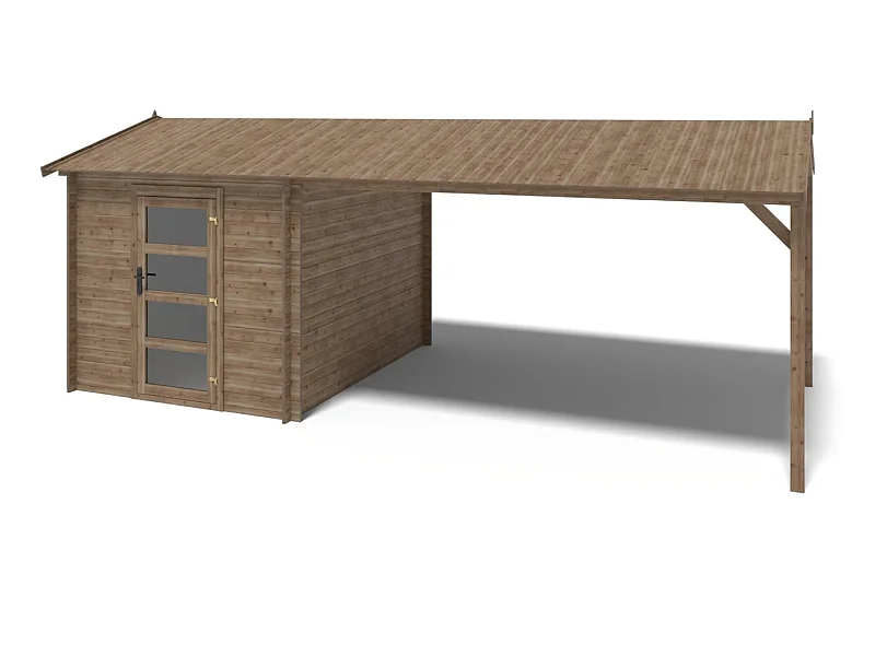 Casetta da giardino in legno – 2.50x3.00 m con estensione 2.50x2.76 m - 7.50 m² - DOM675+DOS194 - ALTANKA