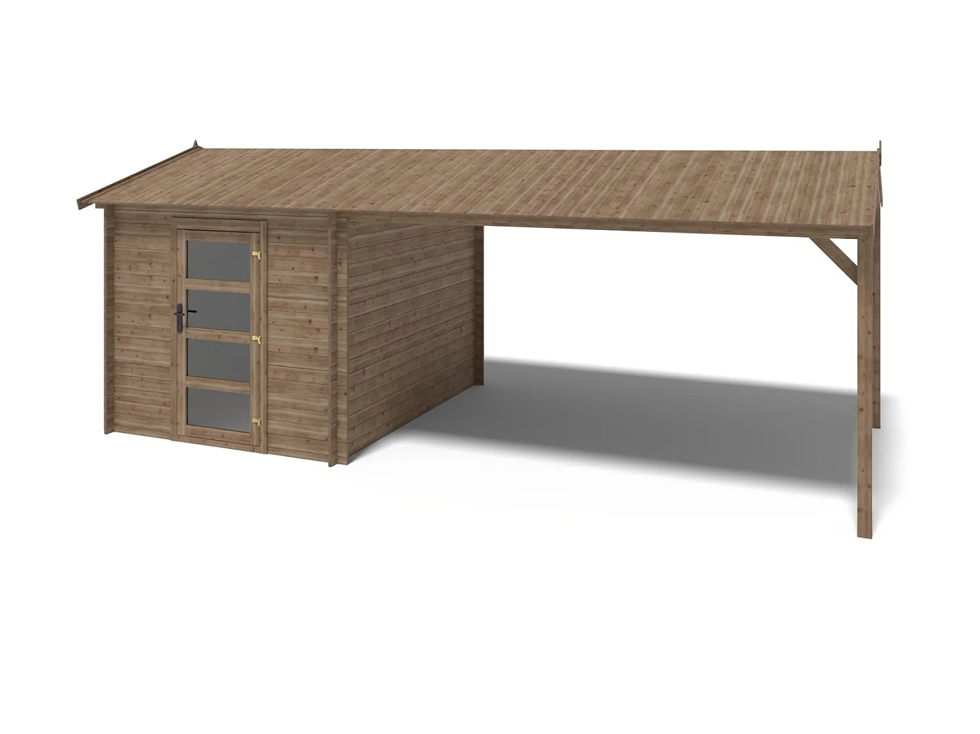 Casetta da giardino in legno – 2.50x3.00 m con estensione 2.50x2.76 m - 7.50 m² - DOM675+DOS194 - ALTANKA