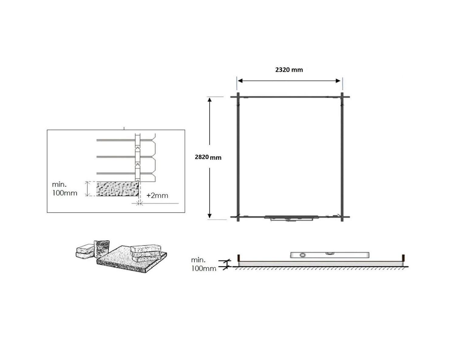 Casetta da giardino in legno – 2.50x3.00 m con estensione 2.50x2.76 m - 7.50 m² - DOM675+DOS194 - ALTANKA