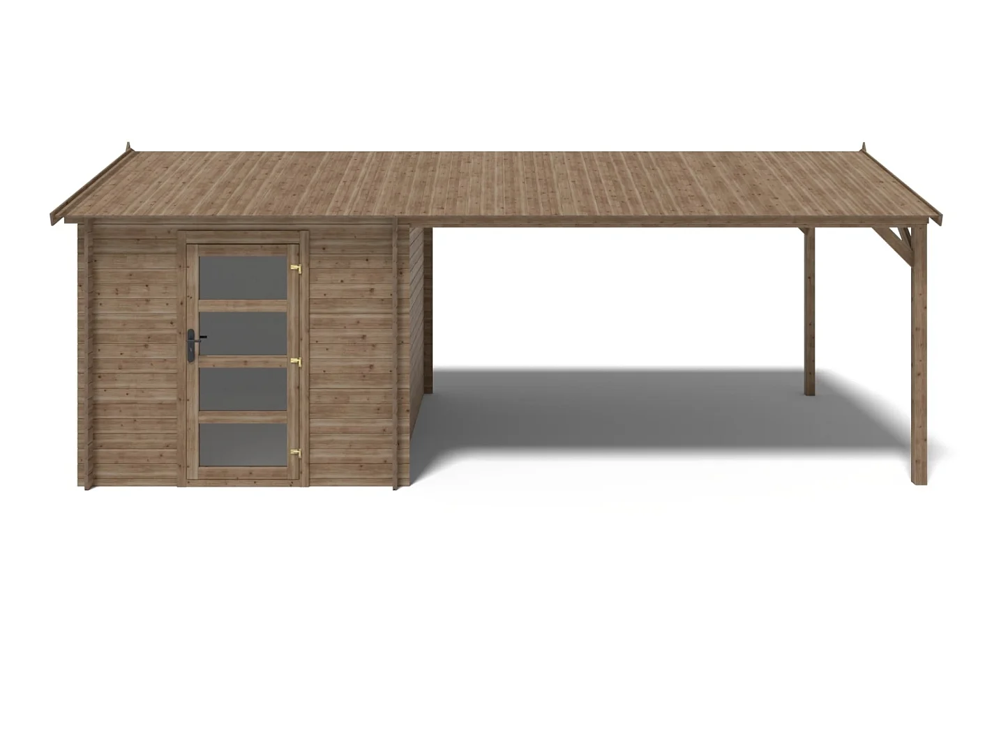 Casetta da giardino in legno – 2.50x3.00 m con estensione 2.50x2.76 m - 7.50 m² - DOM675+DOS194 - ALTANKA