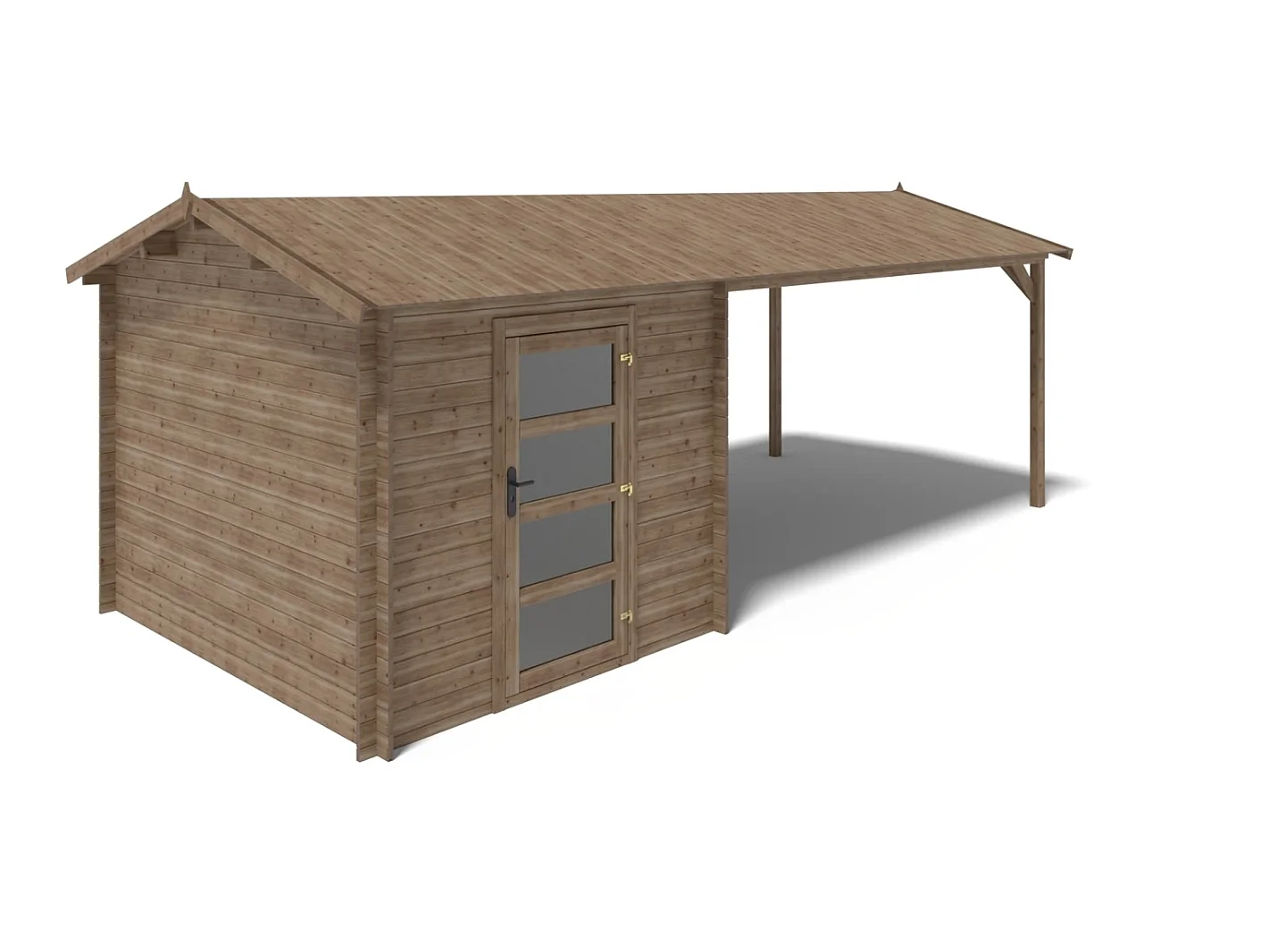 Casetta da giardino in legno – 2.50x3.00 m con estensione 2.50x2.76 m - 7.50 m² - DOM675+DOS194 - ALTANKA