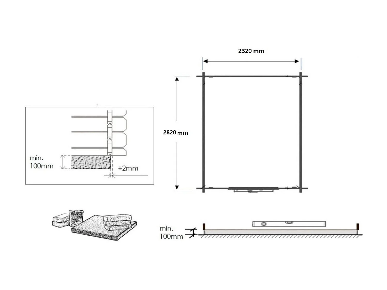 Casetta da giardino in legno – 2.5x3 m con estensione 2.5x2.76 m - 7.5 m² - DOM675+DOS194 - ALTANKA