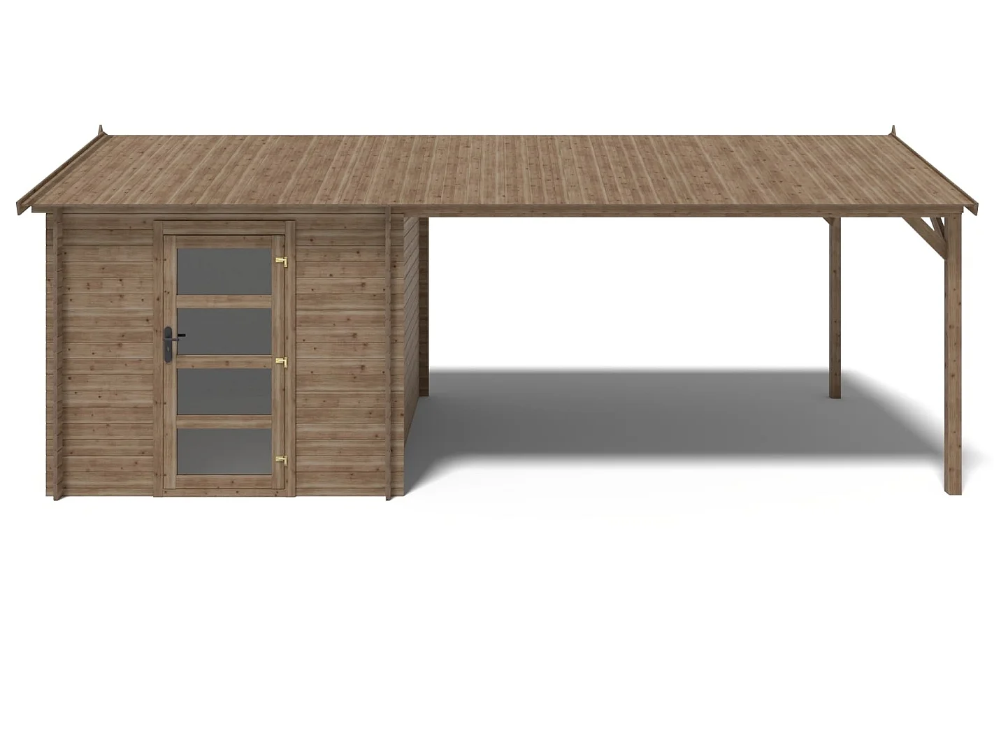 Casetta da giardino in legno – 2.5x3 m con estensione 2.5x2.76 m - 7.5 m² - DOM675+DOS194 - ALTANKA