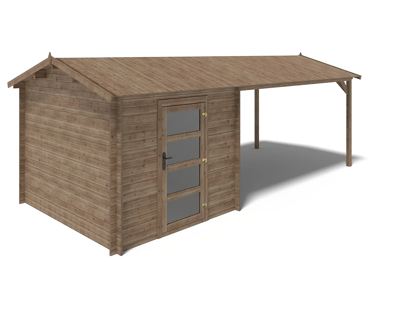 Casetta da giardino in legno – 2.5x3 m con estensione 2.5x2.76 m - 7.5 m² - DOM675+DOS194 - ALTANKA