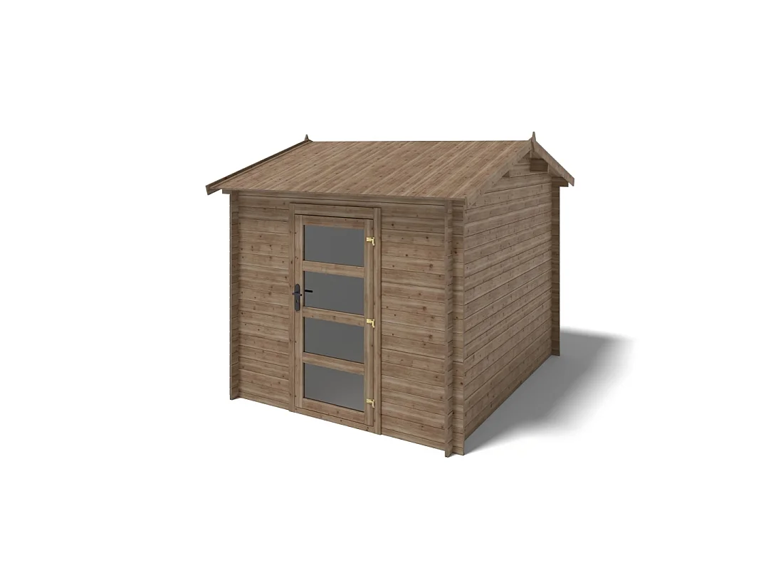 Casetta da giardino in legno – 2.5x3 m con estensione 4x2.76 m - 18.56 m² - DOM675+DOS194 - ALTANKA