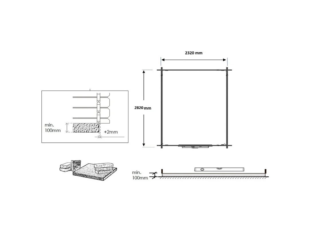 Casetta da giardino in legno – 2.5x3 m con estensione 4x2.76 m - 18.56 m² - DOM675+DOS194 - ALTANKA