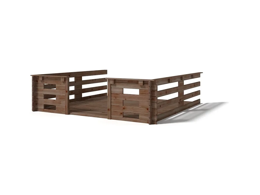 Terrasse en bois avec balustrade pour abri en bois - 9m2 - 3m x 3m - imprégnée - couleur: marron - DOM540 - ALTANKA
