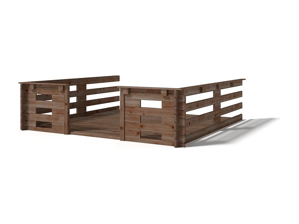 Terrasse en bois avec balustrade pour abri en bois - 9m2 - 3m x 3m - imprégnée - couleur: marron - DOM540 - ALTANKA