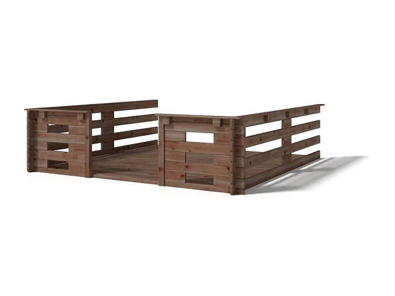 Terrasse en bois avec balustrade pour abri en bois - 9m2 - 3m x 3m - imprégnée - couleur: marron - DOM540 - ALTANKA