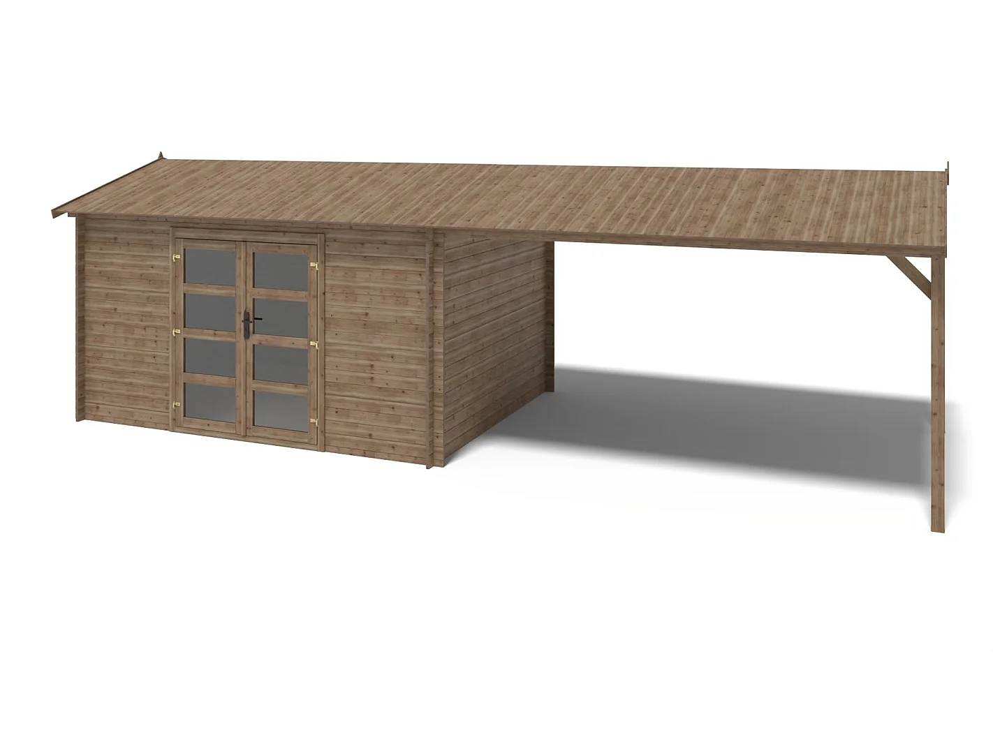 Casetta da giardino in legno – 4x3 m con estensione 4x2.76 m - 12 m² - DOM677+DOS194 - ALTANKA