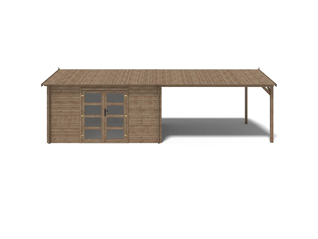 Casetta da giardino in legno – 4x3 m con estensione 4x2.76 m - 23.06 m² - DOM677+DOS194 - ALTANKA