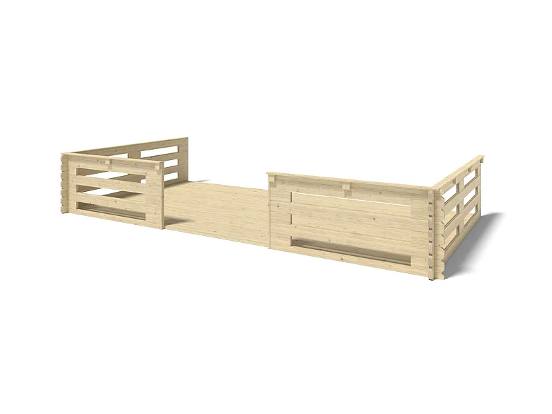 Terrasse en bois avec balustrade pour abri en bois - 18m2 - 6m x 3m - couleur: naturel - DOM558 - ALTANKA