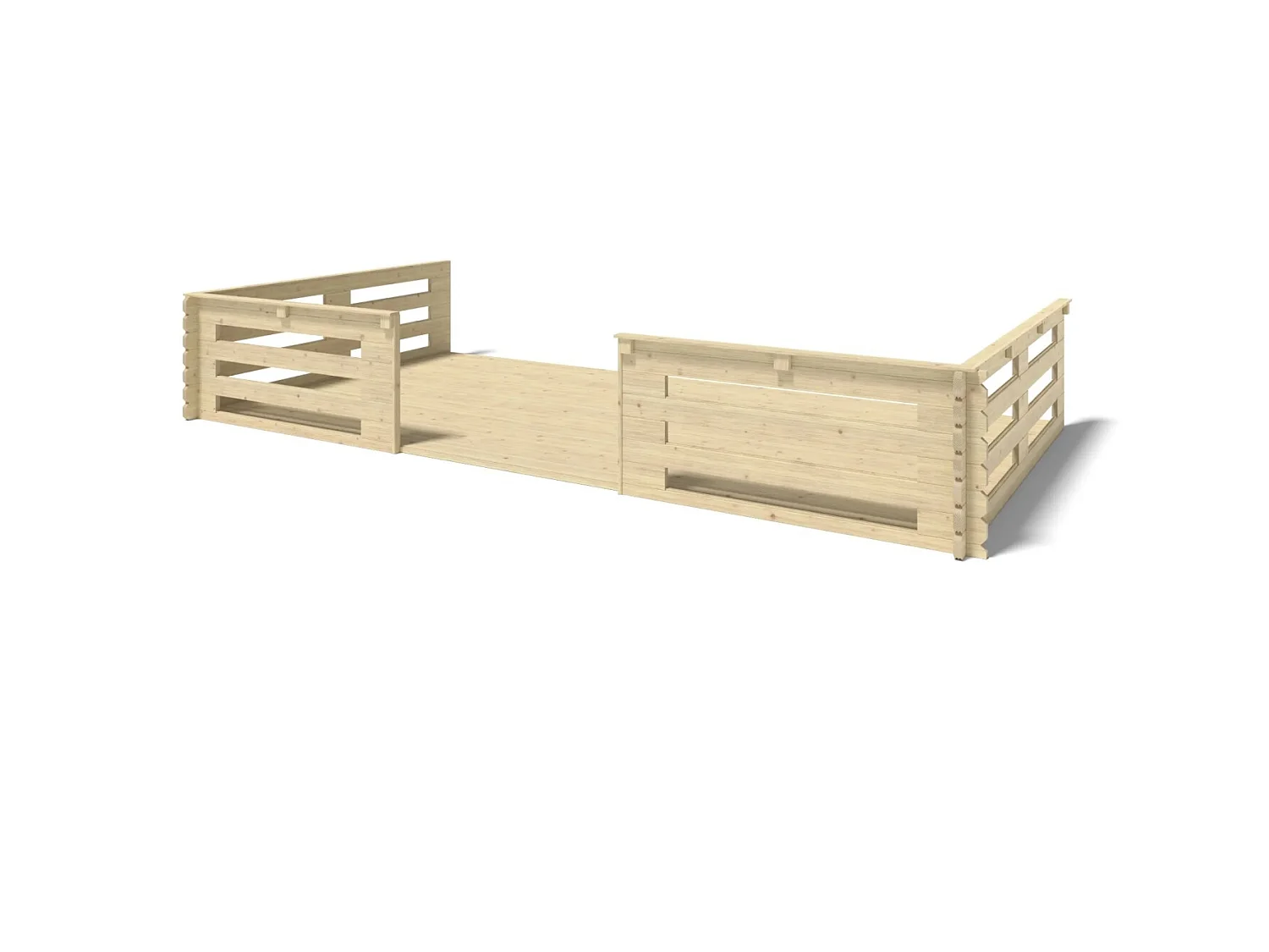 Terrasse en bois avec balustrade pour abri en bois - 18m2 - 6m x 3m - couleur: naturel - DOM558 - ALTANKA