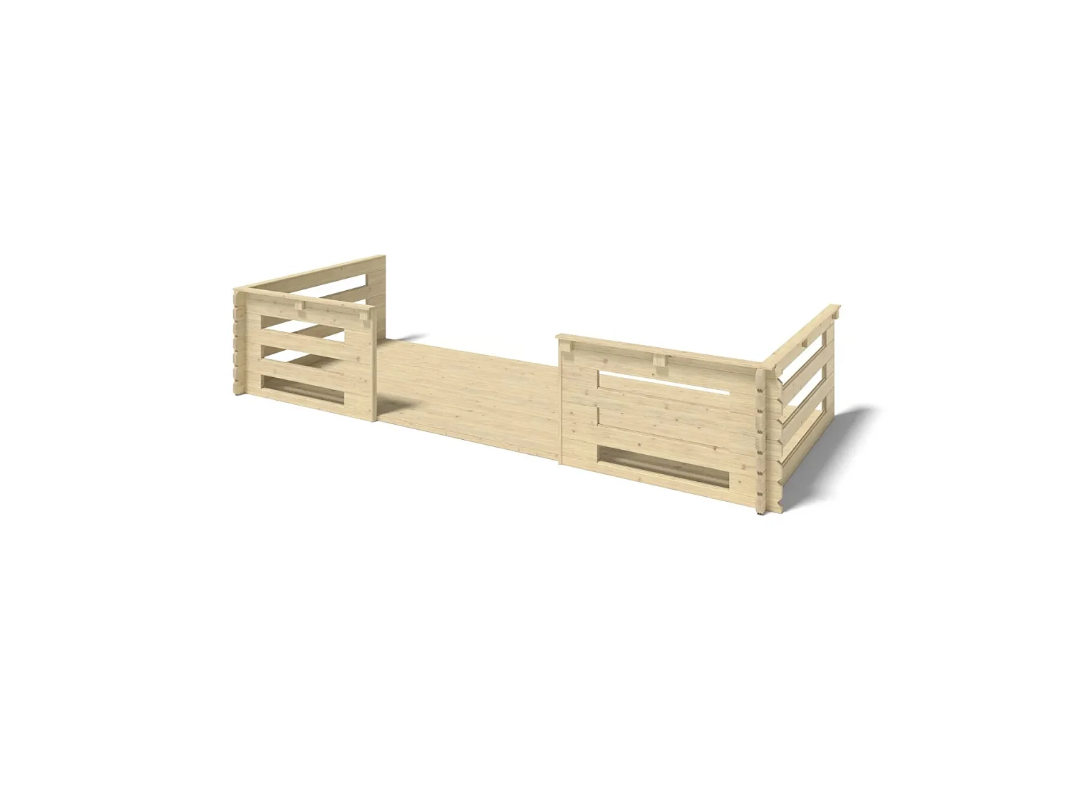 Terrasse en bois avec balustrade pour abri en bois - 10m2 - 5m x 2m - couleur: naturel - DOM615 - ALTANKA
