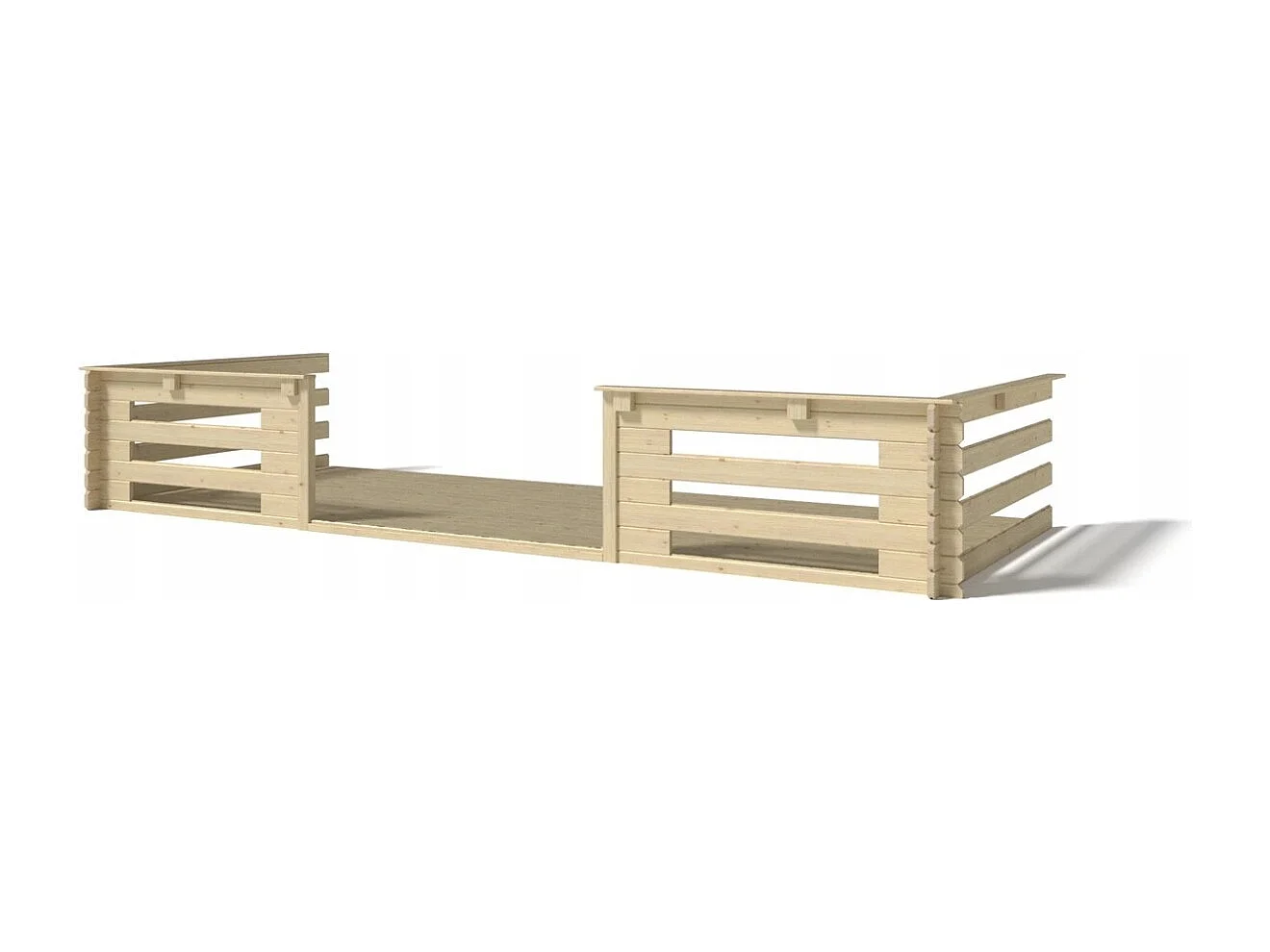 Terrasse en bois avec balustrade pour abri en bois - 10m2 - 5m x 2m - couleur: naturel - DOM601 - ALTANKA